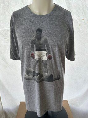 Muhammad Ali The Greatest Men's Gray T Shirt Size XL Cotton Polyester Rayon Floa